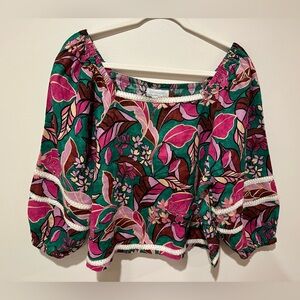 NWT Cynthia Rowley 100% Linen Floral Top